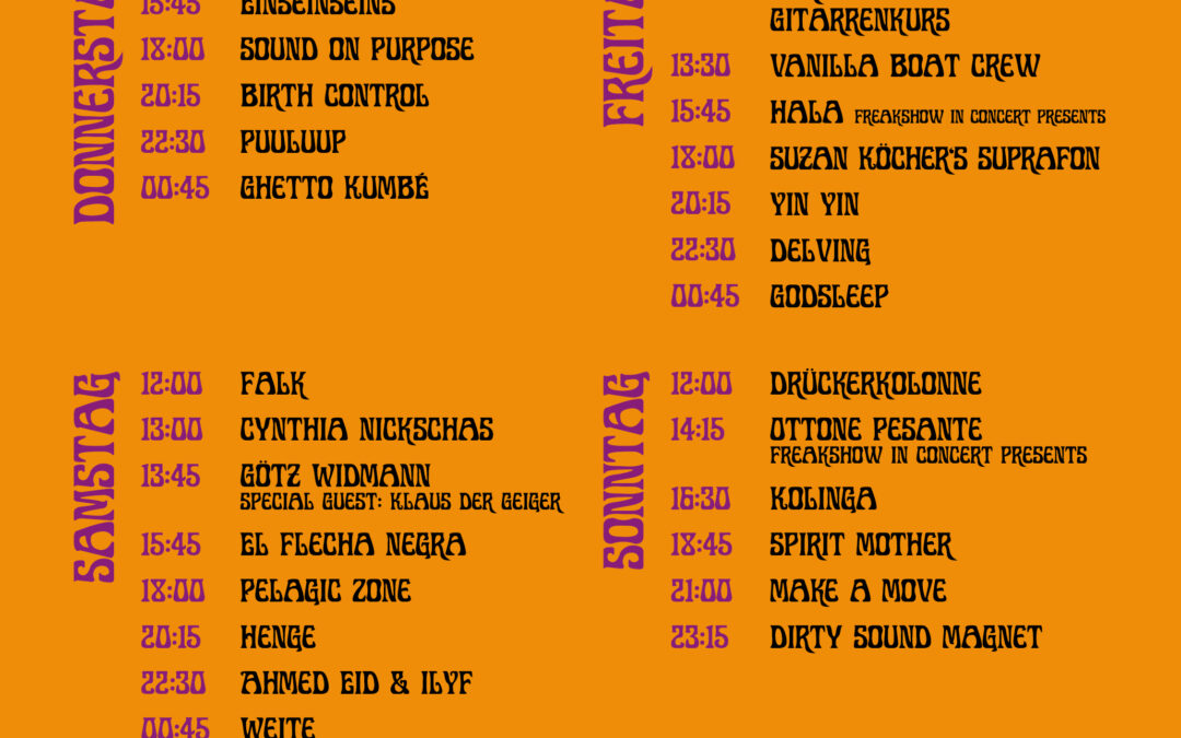 Timetable-Übersicht Freakstage