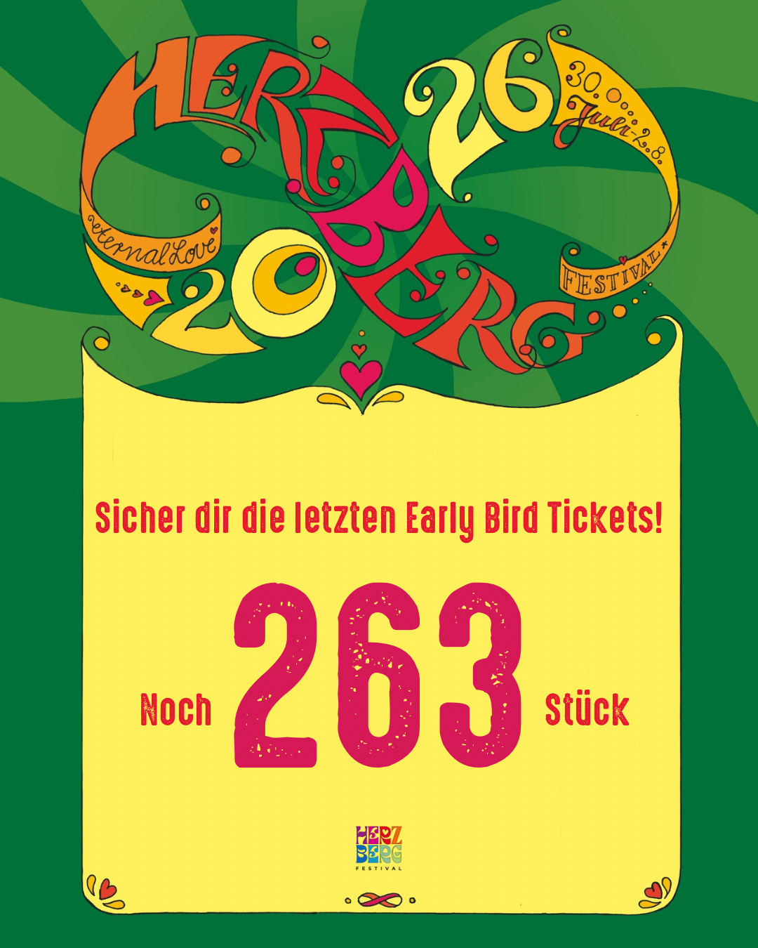Sicher‘ dir die letzten Early Bird Tickets! Noch 263 Stück