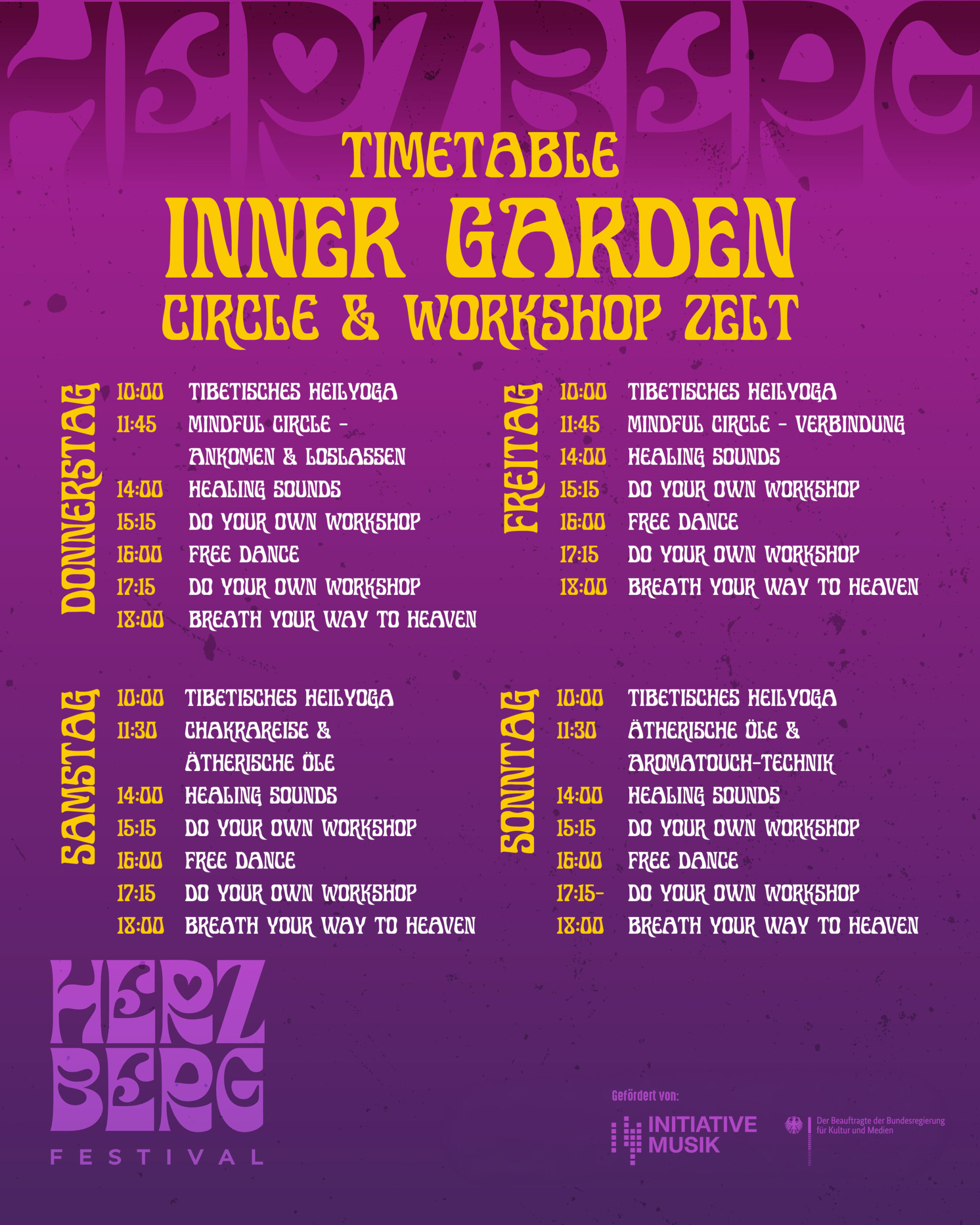 Timetable – Inner Garden